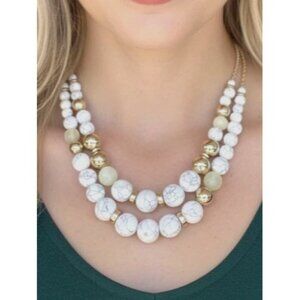 LOFT Layered Station Statement Necklace Marbled Solid Beads Versatile